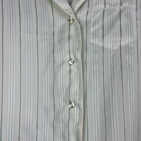 Christian Dior Green Striped Popover Embroidered Pocket Sleep Night Gown Dress - Picture 12 of 15